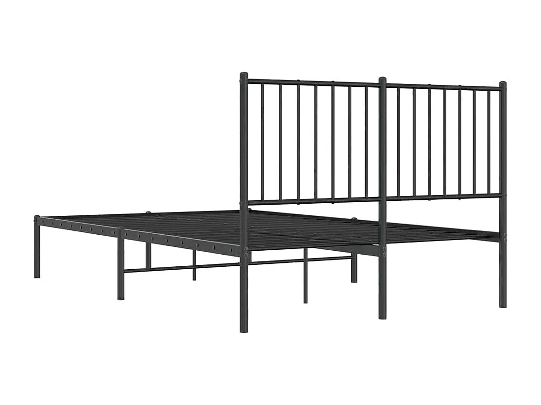 Lit simple | Lit adulte, enfant | Cadre de lit métal avec tête de lit noir 120x190cm