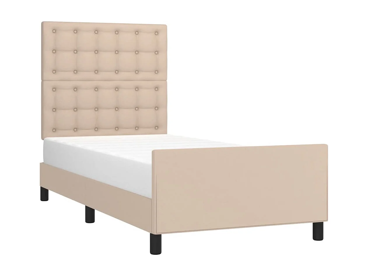 Bedframe | Eenpersoonsbed met hoofdbord kunstleer cappucinnokleurig 90x190 cm
