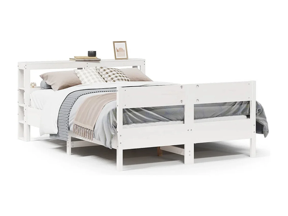 Lit double | Lit adulte | Cadre de lit blanc 150x200 cm bois de pin massif