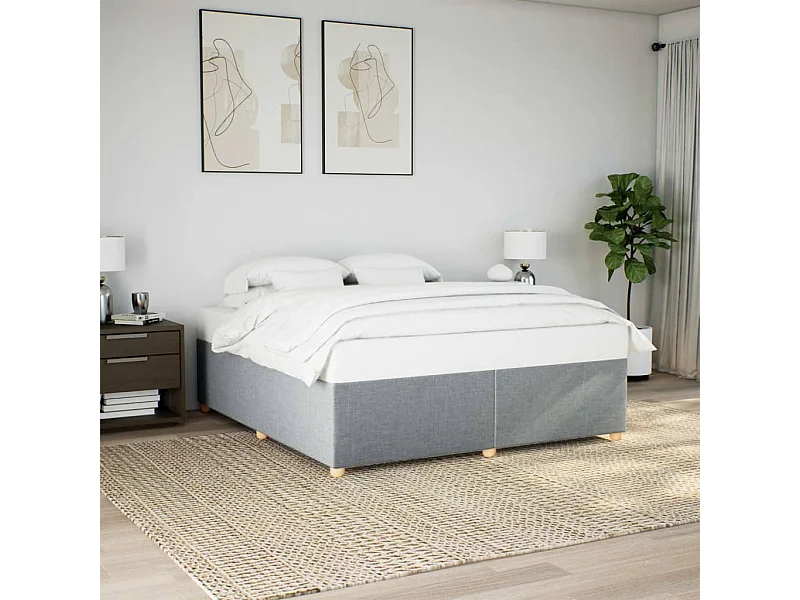 Letto per adulti | Letto matrimoniale | Giroletto senza Materasso Grigio Chiaro 200x200 cm Tessuto