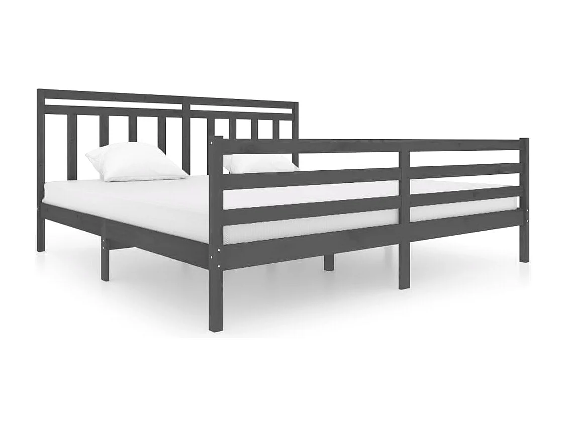 Lit double | Lit adulte | Cadre de lit gris bois massif 200x200 cm