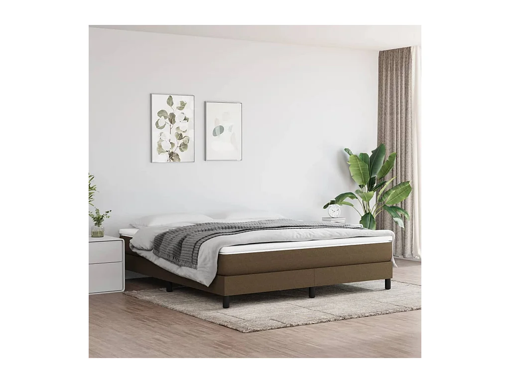 Lit double | Lit adulte | Cadre de lit marron foncé 180x200 cm tissu