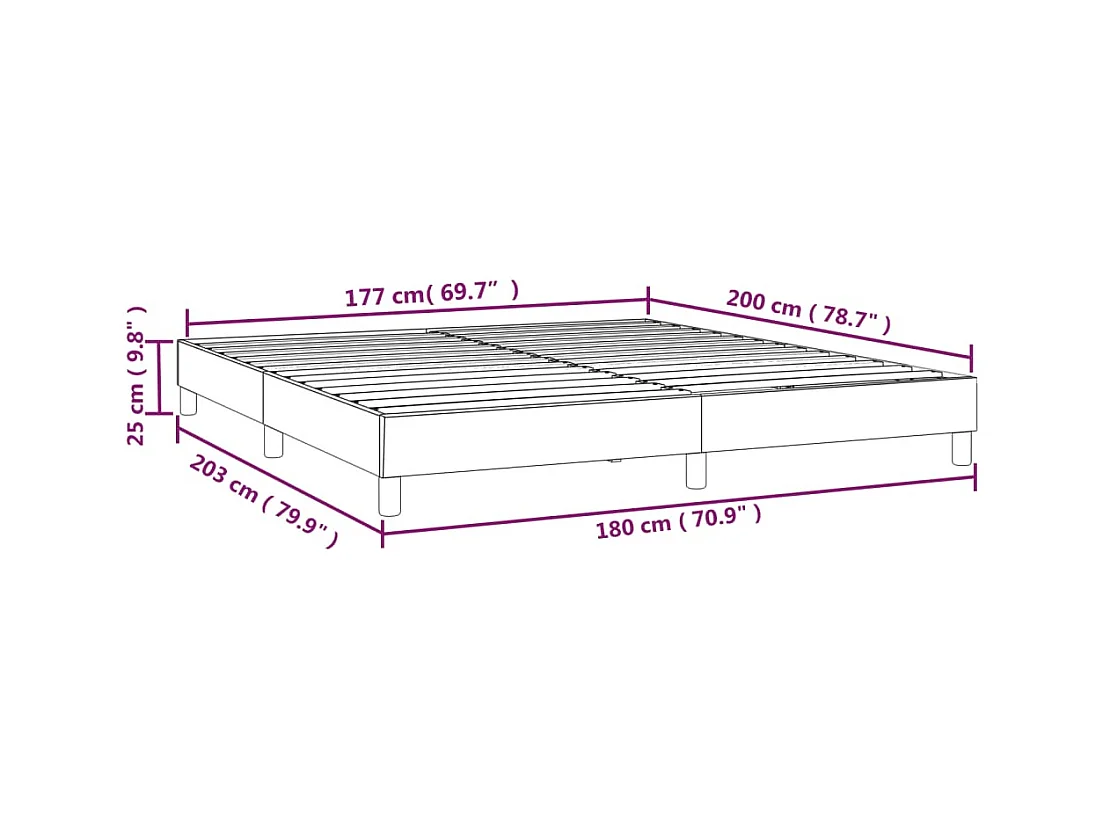 Lit double | Lit adulte | Cadre de lit marron foncé 180x200 cm tissu