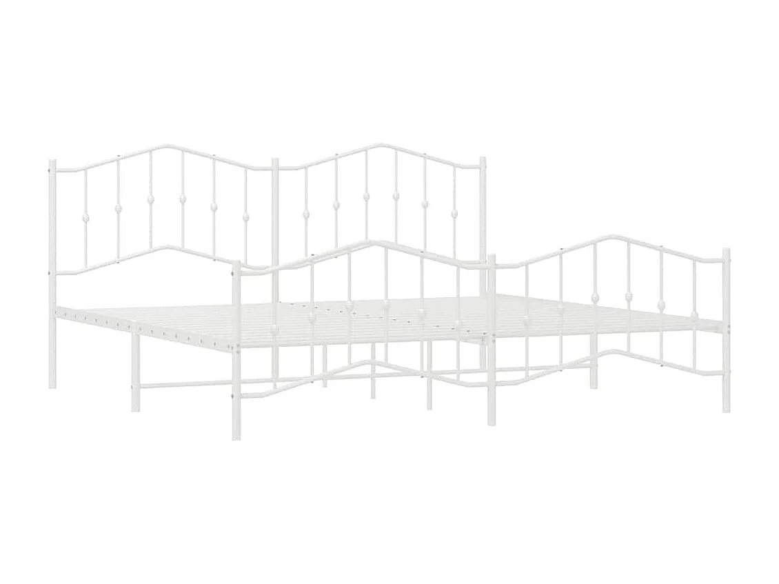 Lit double | Lit adulte | Cadre de lit métal et pied de lit blanc 193x203 cm