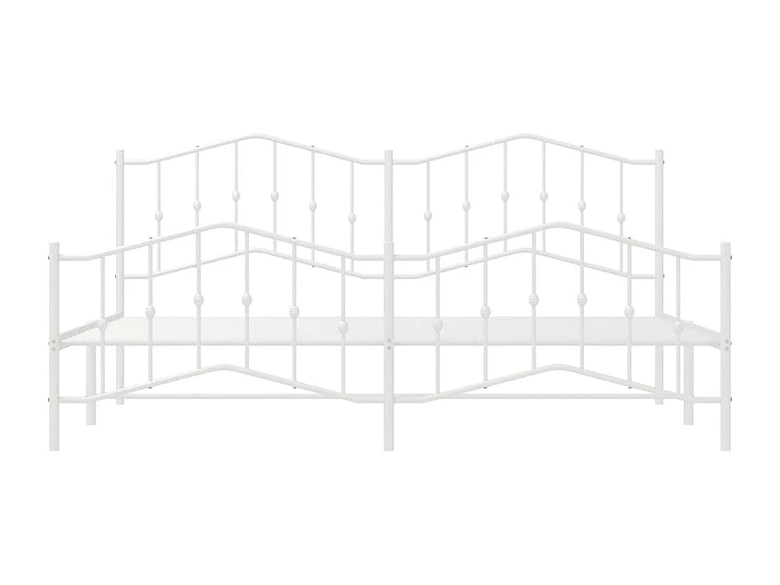 Lit double | Lit adulte | Cadre de lit métal et pied de lit blanc 193x203 cm