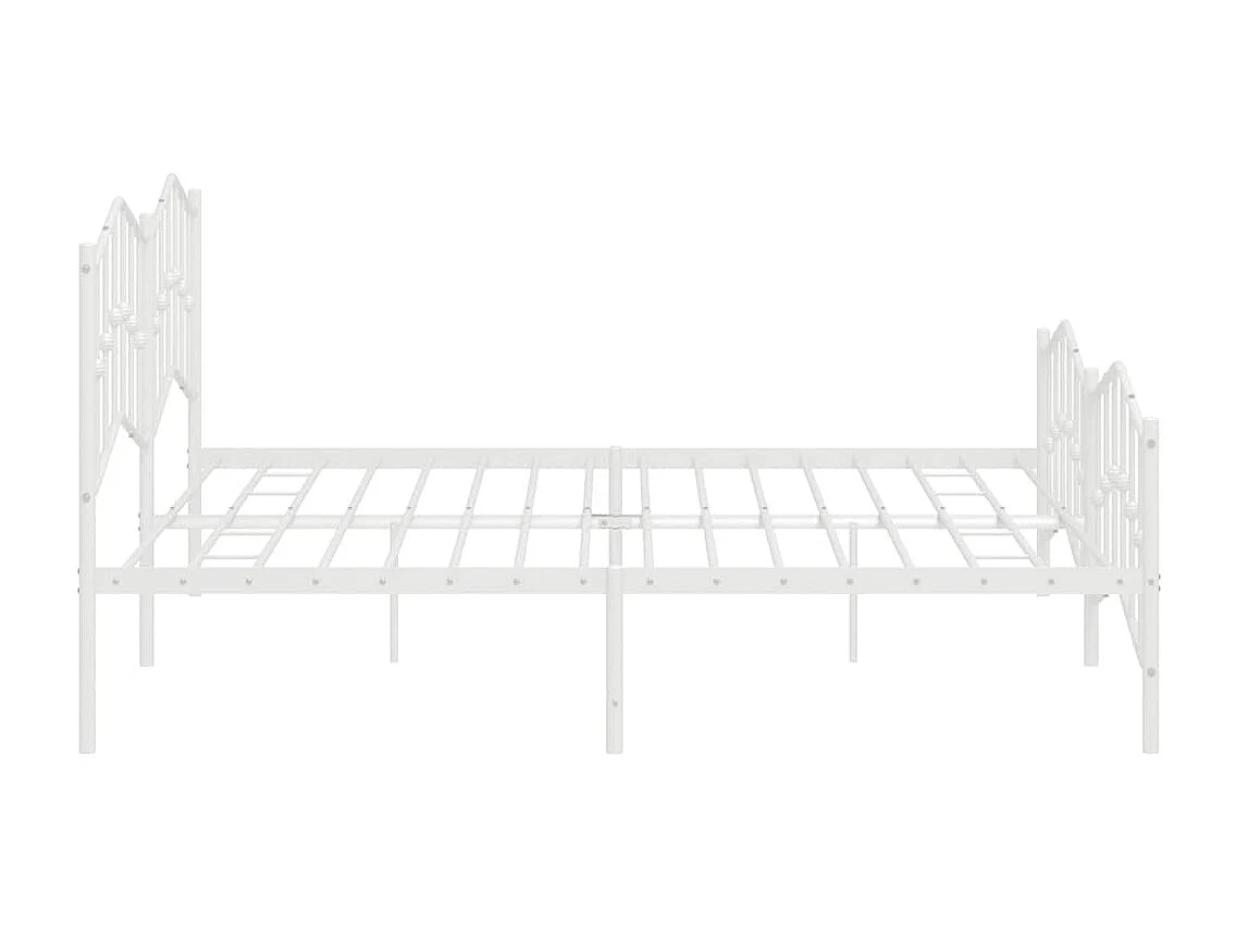 Lit double | Lit adulte | Cadre de lit métal et pied de lit blanc 193x203 cm