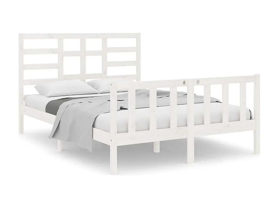 Lit simple | Lit adulte, enfant | Cadre de lit blanc bois massif 120x190 cm
