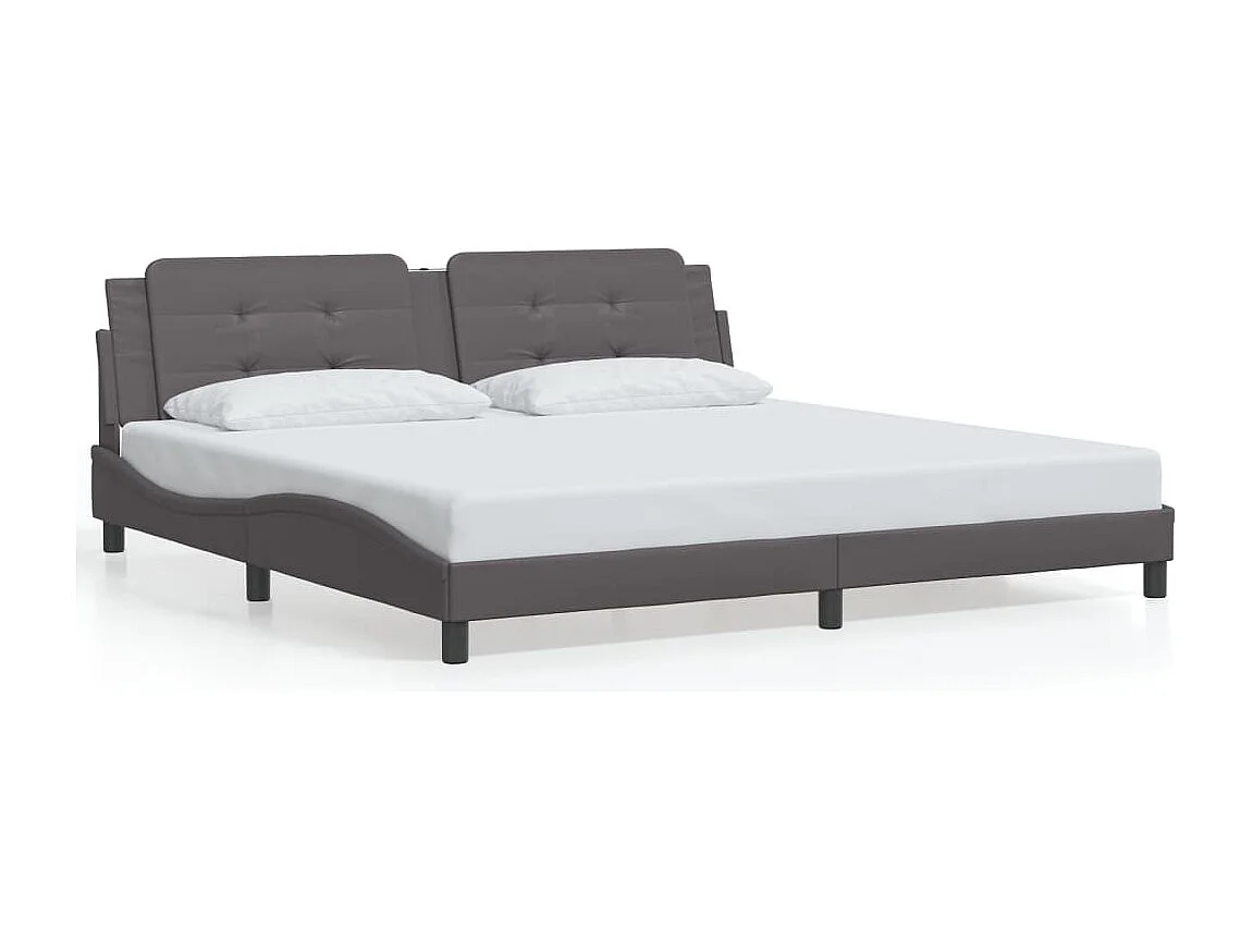 Lit double | Lit adulte | Cadre de lit avec LED gris 200x200 cm