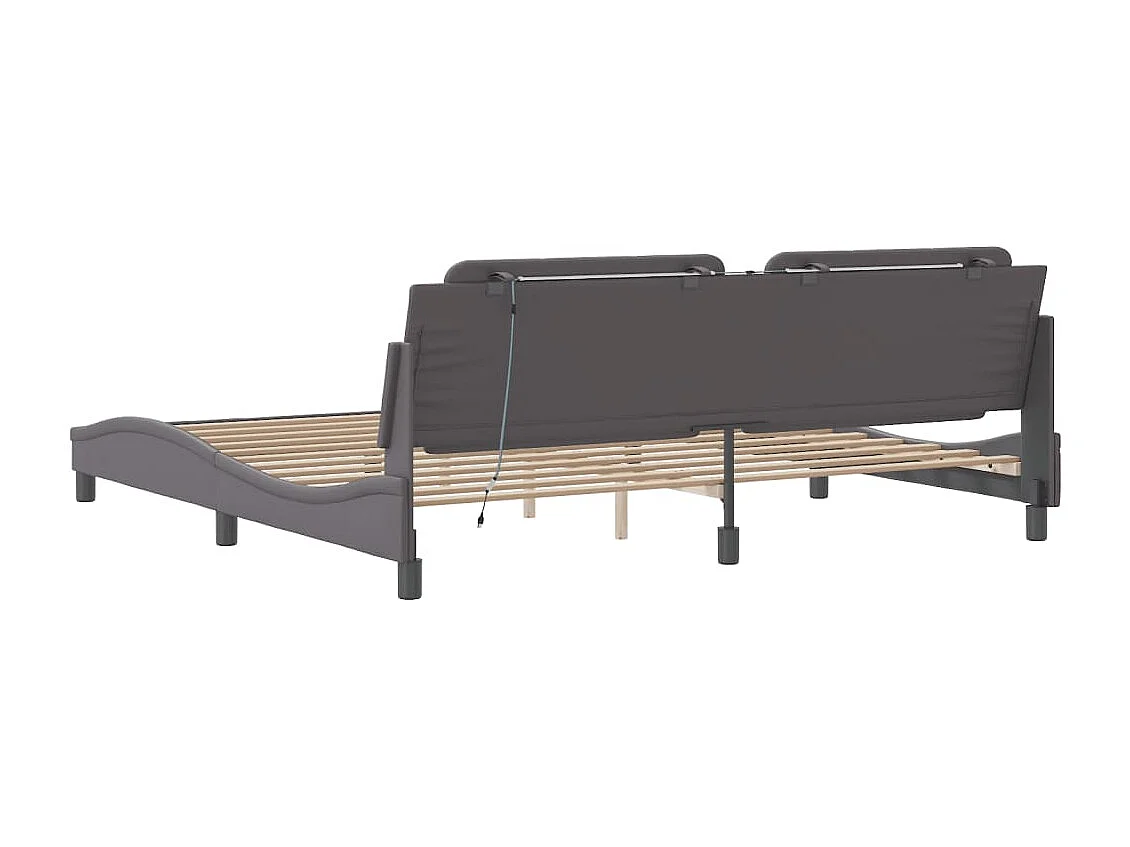 Lit double | Lit adulte | Cadre de lit avec LED gris 200x200 cm