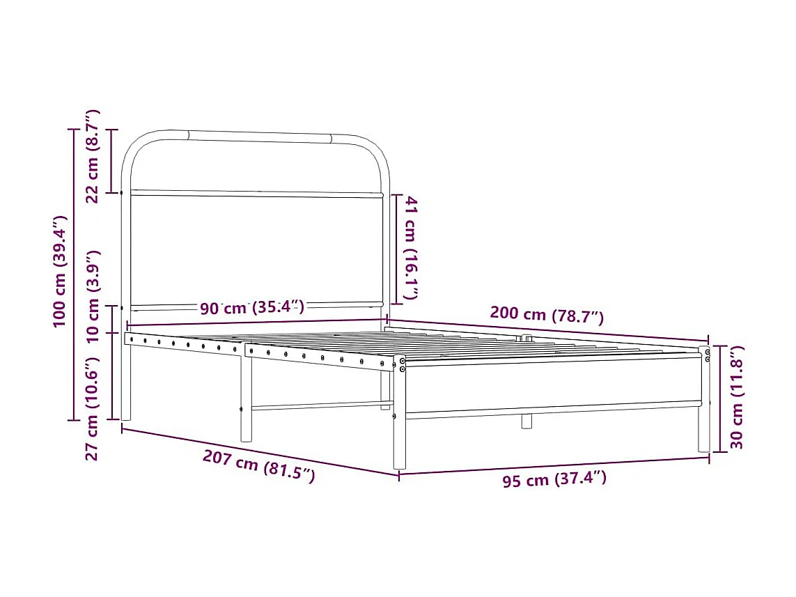 Lit simple | Lit adulte, enfant | Cadre de lit 90x200cm chêne sonoma bois ingénierie