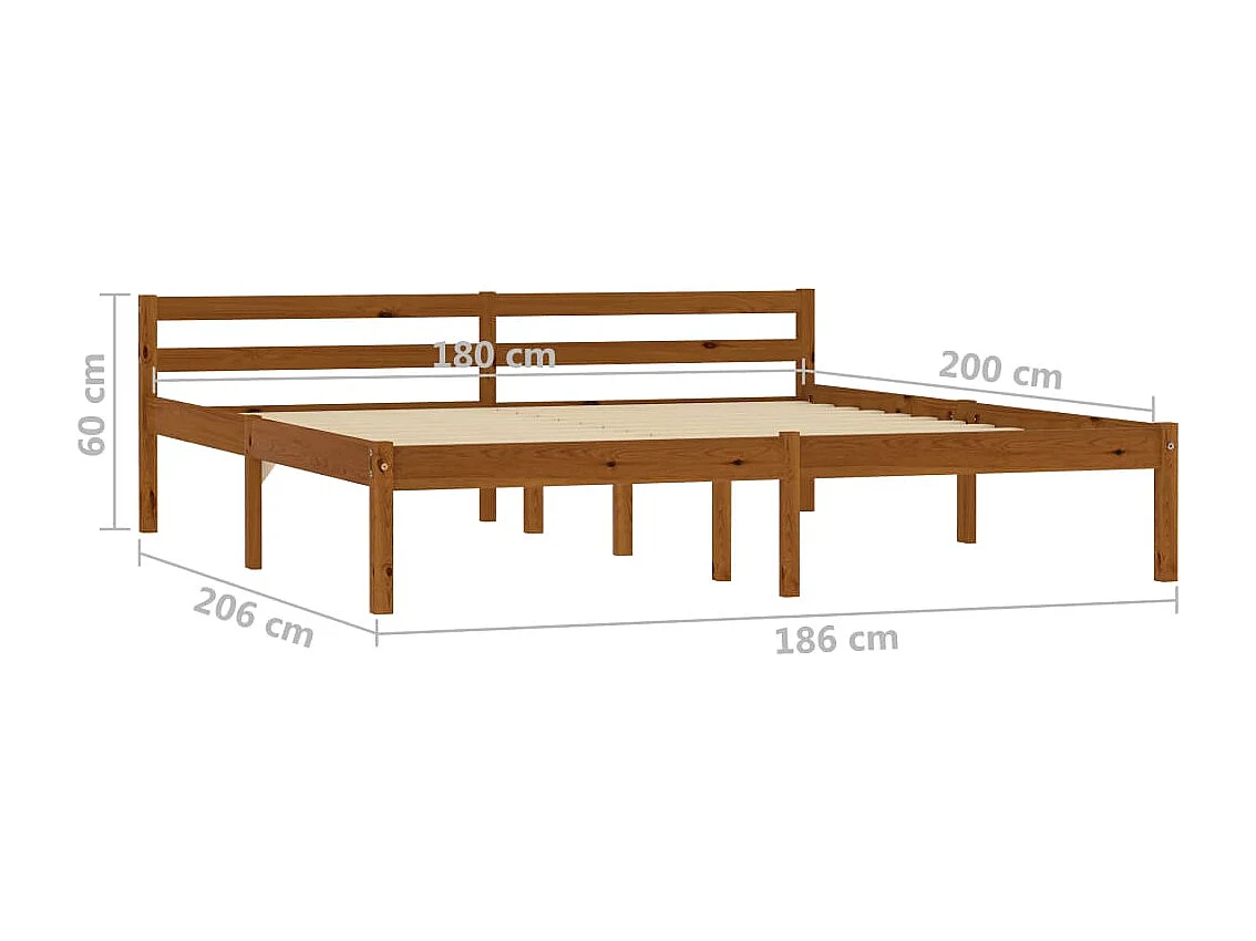 Lit double | Lit adulte | Cadre de lit marron miel bois massif pin 180x200cm