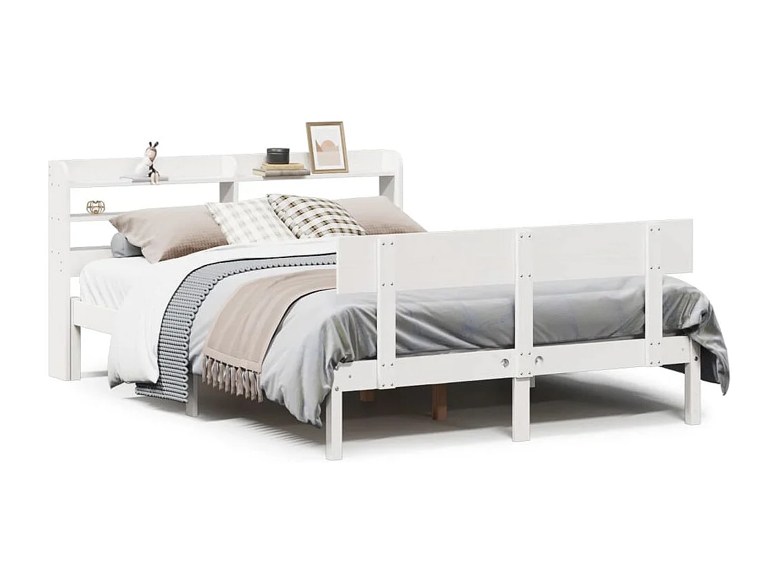 Lit simple | Lit adulte, enfant | Cadre de lit blanc 120x190 cm bois de pin massif