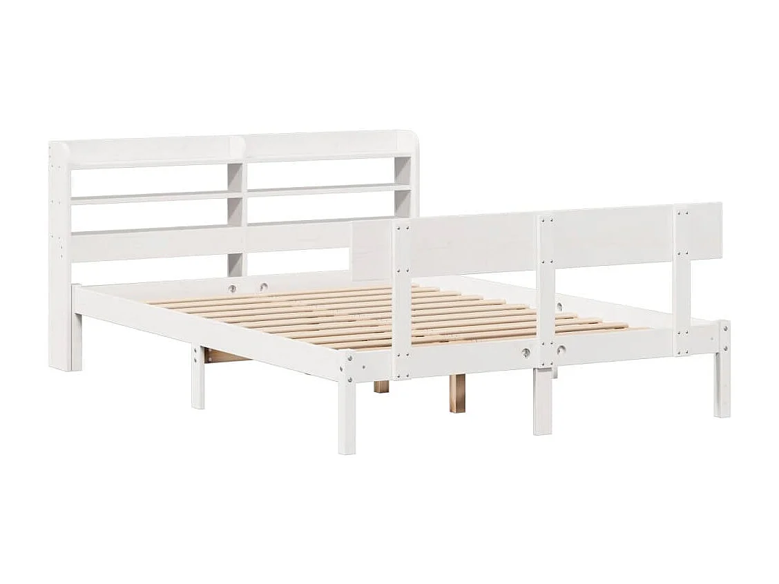 Lit simple | Lit adulte, enfant | Cadre de lit blanc 120x190 cm bois de pin massif