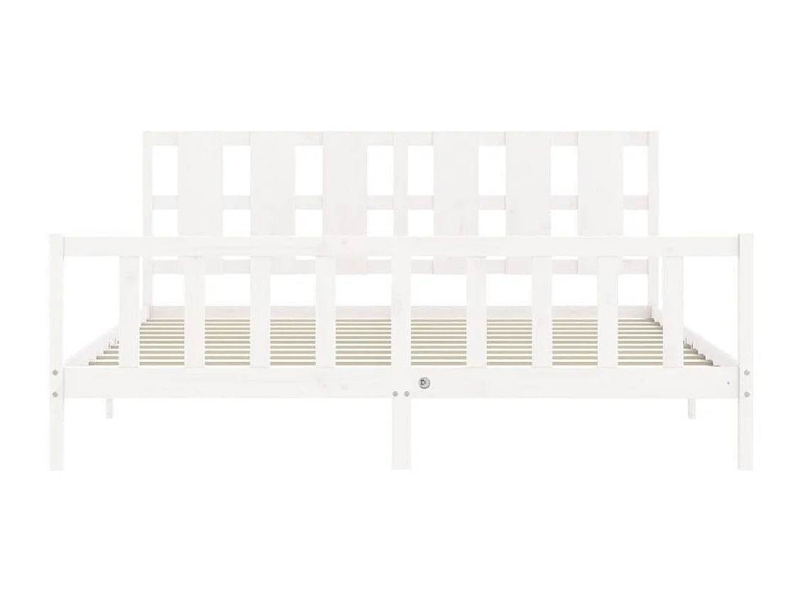 Lit double | Lit adulte | Cadre de lit blanc 200x200 cm bois massif de pin