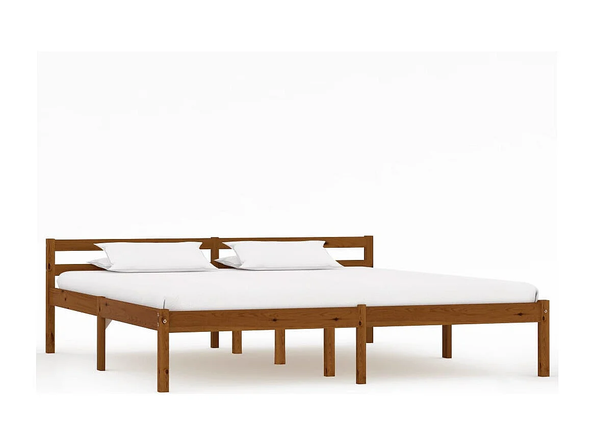 Lit double | Lit adulte | Cadre de lit marron miel pin massif 160x200 cm