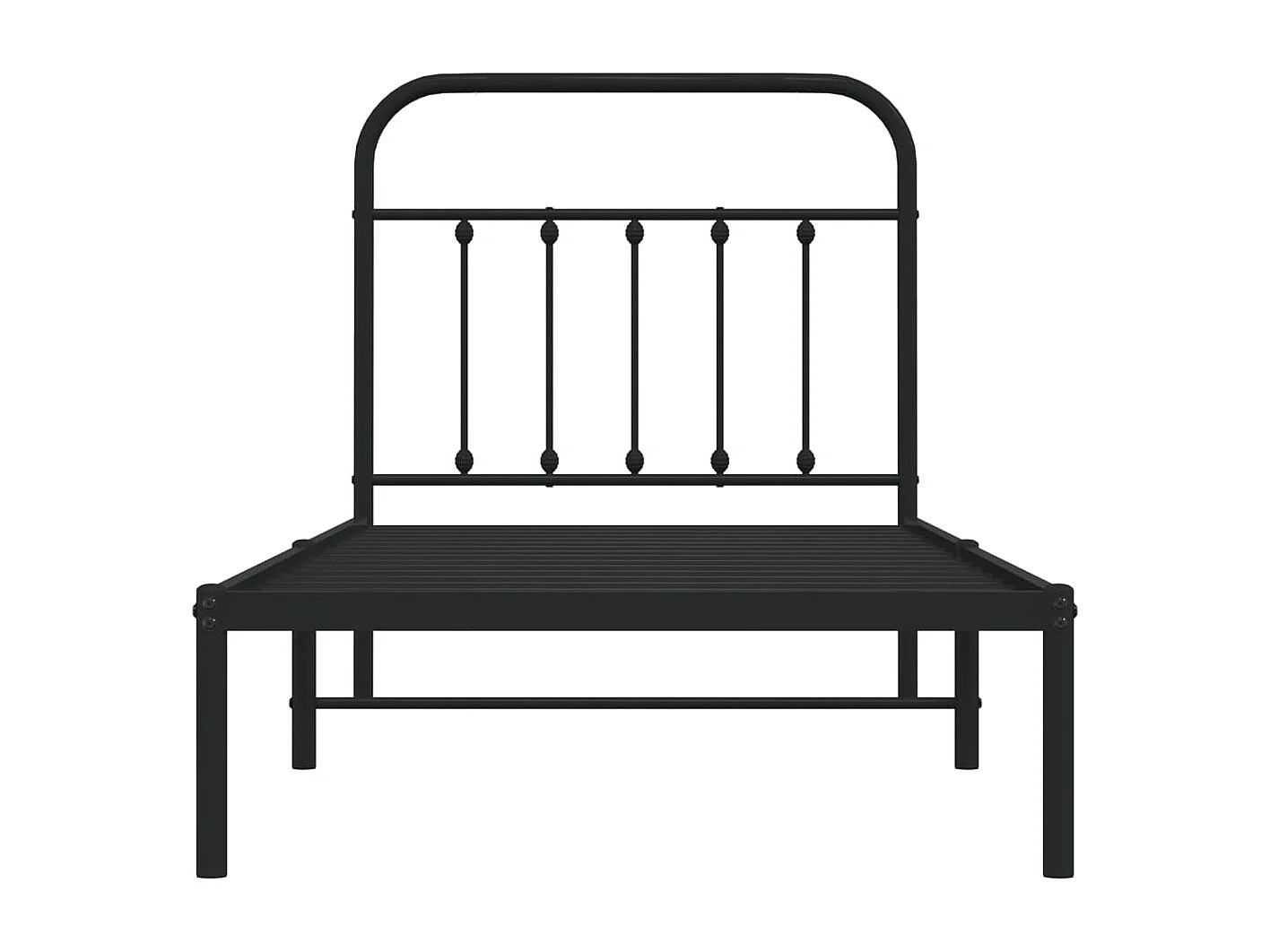 Lit simple | Lit adulte, enfant | Cadre de lit métal avec tête de lit noir 90x200 cm