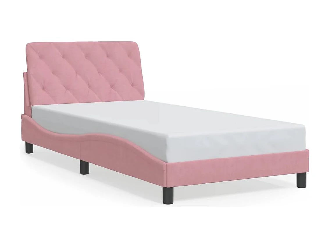 Lit simple | Lit adulte, enfant | Cadre de lit rose 100x200 cm velours