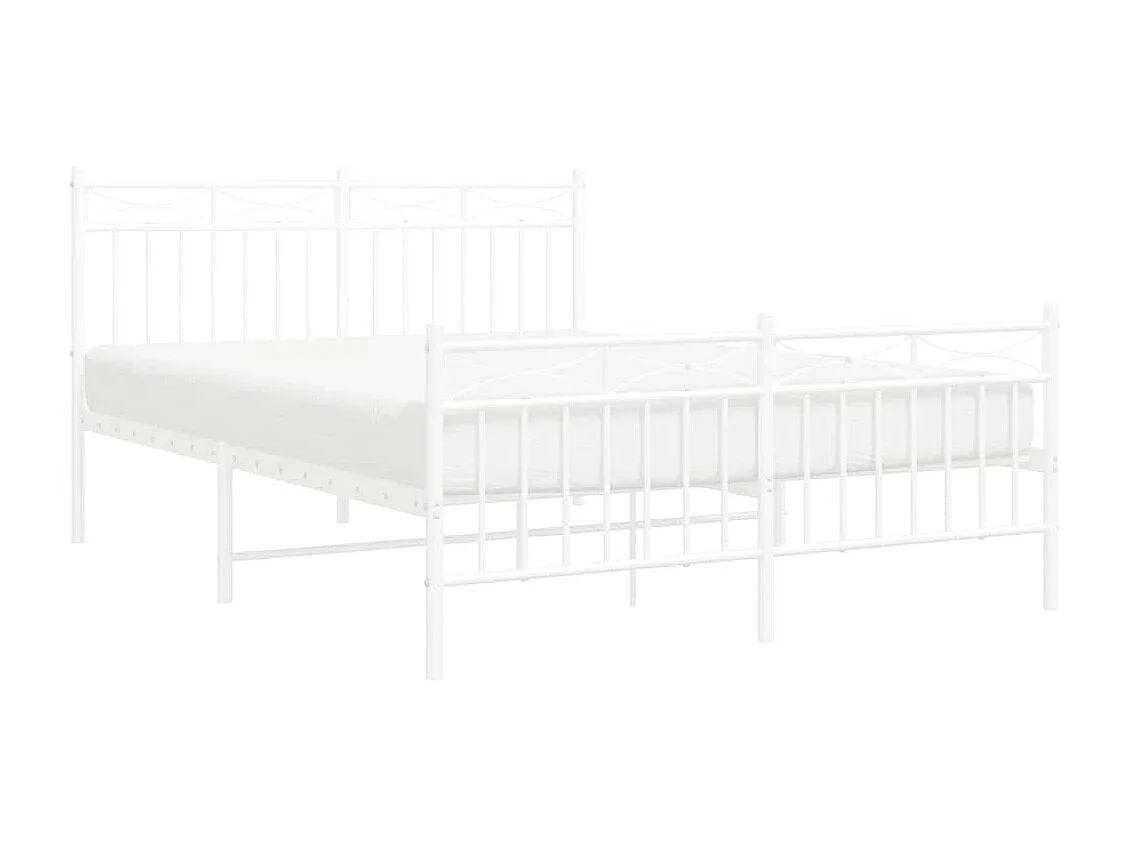 Lit double | Lit adulte | Cadre de lit métal et pied de lit blanc 135x190 cm