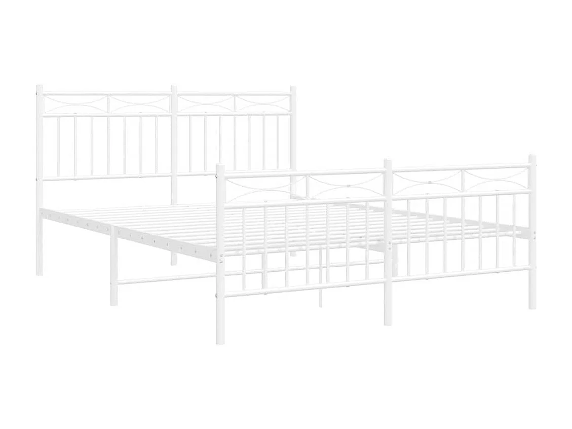 Lit double | Lit adulte | Cadre de lit métal et pied de lit blanc 135x190 cm