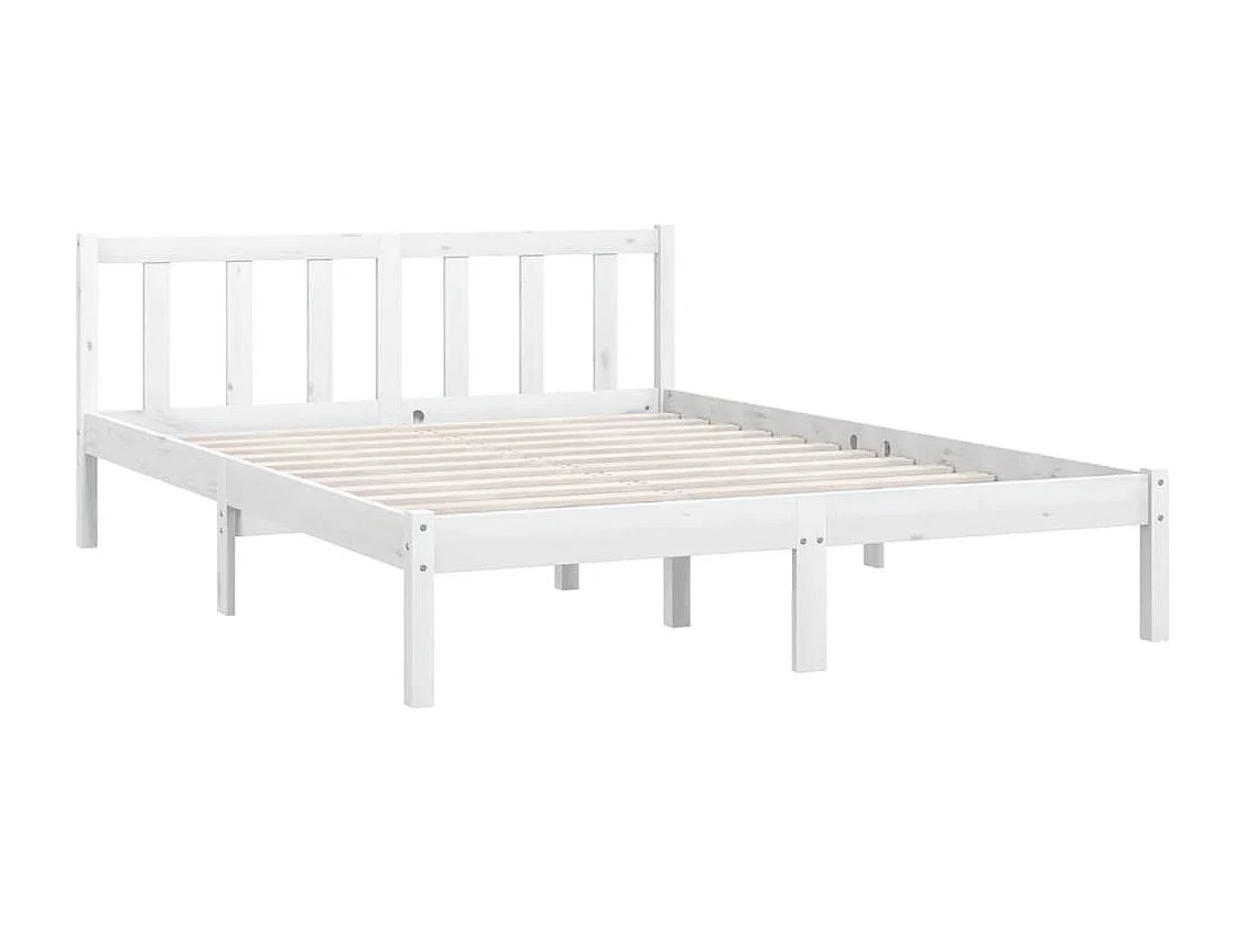 Lit double | Lit adulte | Cadre de lit blanc bois massif 135x190 cm
