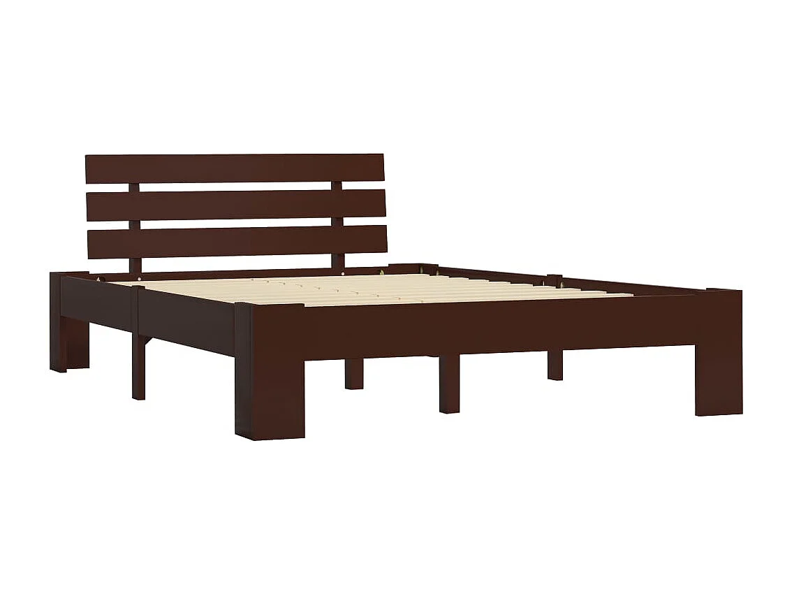 Lit double | Lit adulte | Cadre de lit marron foncé pin massif 140x200 cm