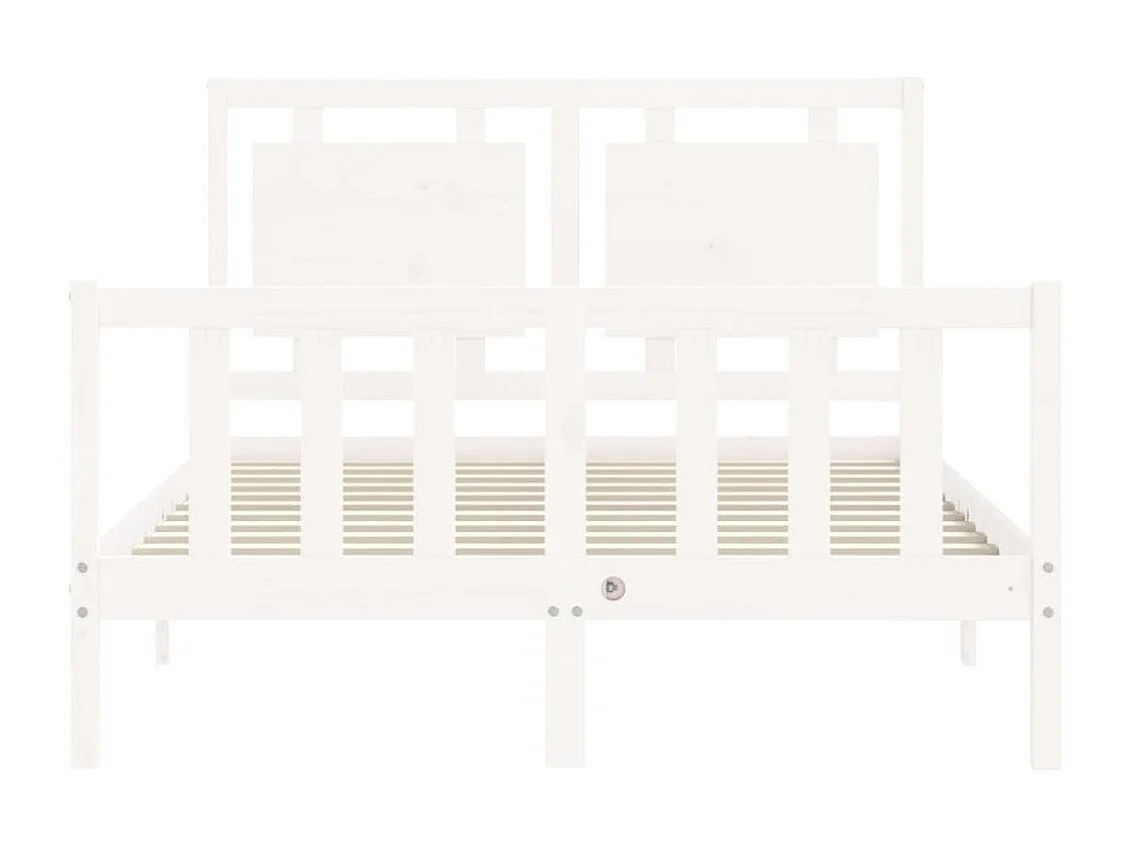 Lit double | Lit adulte | Cadre de lit blanc 140x190 cm bois de pin massif