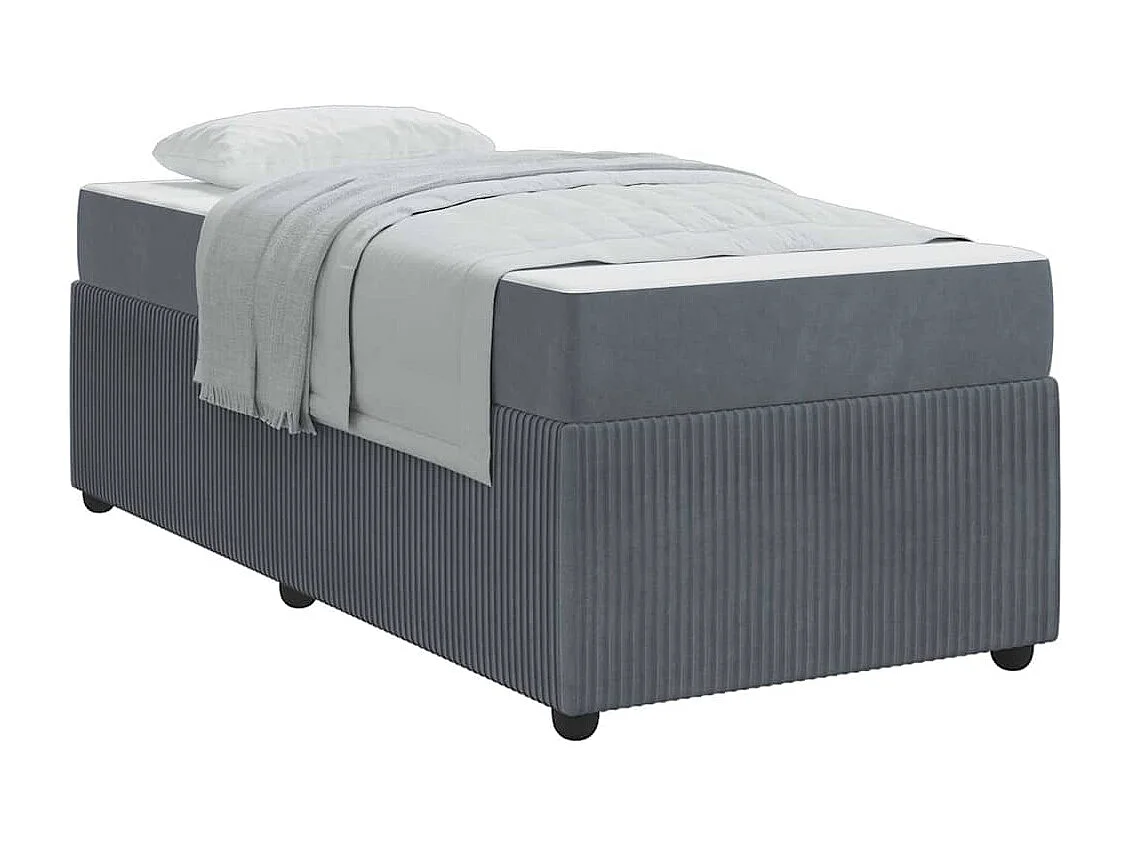 Lit simple | Lit adulte, enfant | Cadre de lit avec matelas Gris foncé 80x200 cm Velours