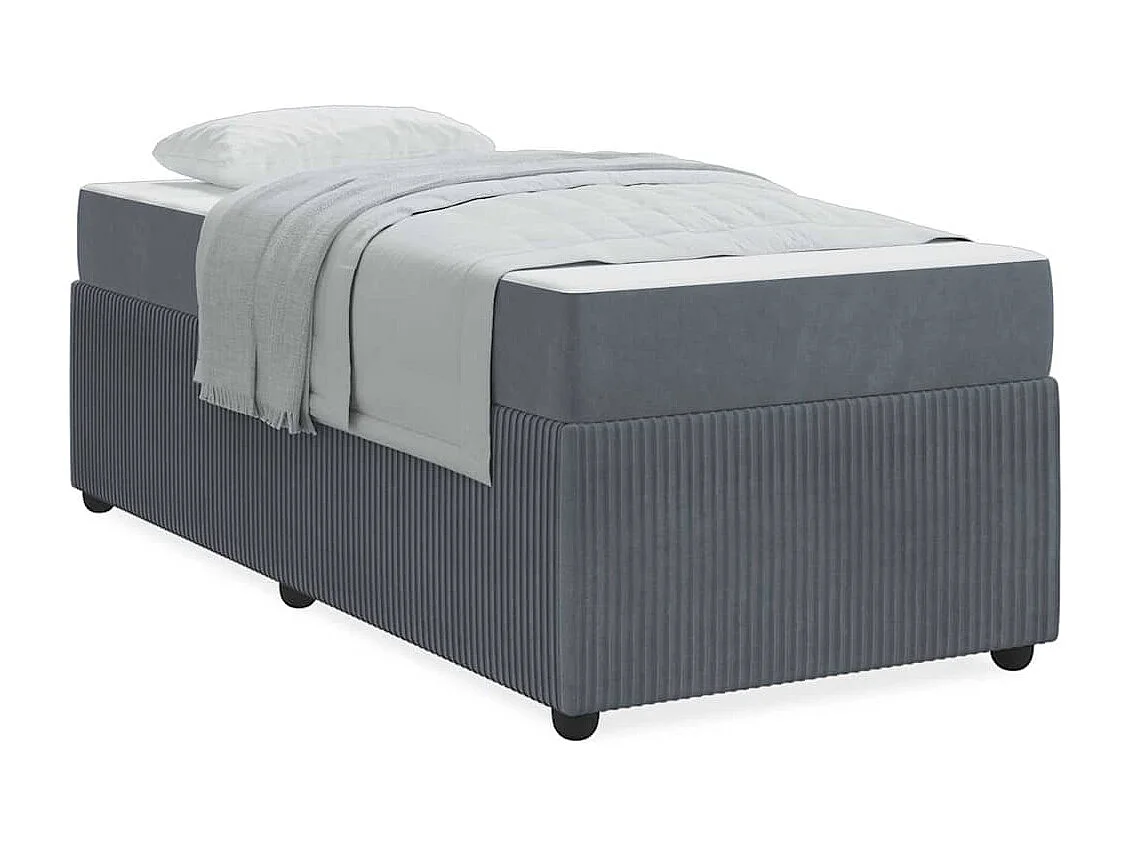 Lit simple | Lit adulte, enfant | Cadre de lit avec matelas Gris foncé 80x200 cm Velours