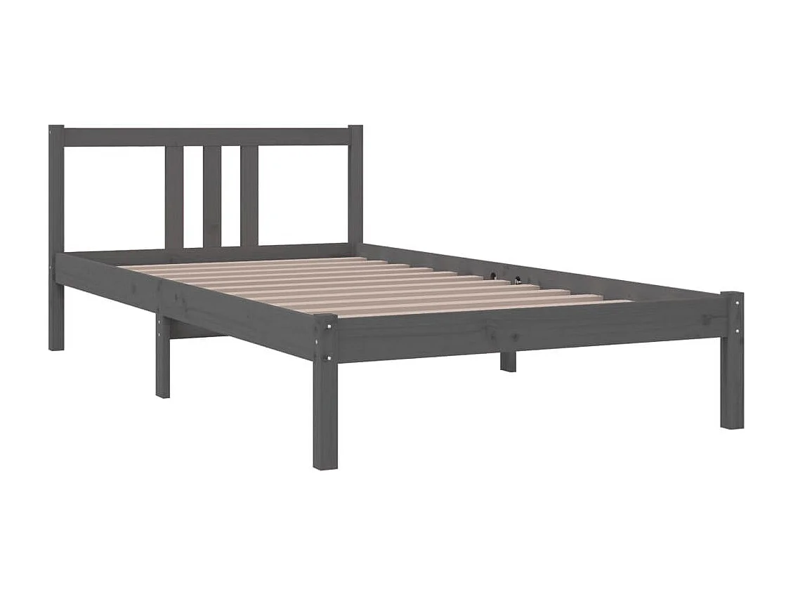 Lit simple | Lit adulte, enfant | Cadre de lit gris bois massif 100x200 cm