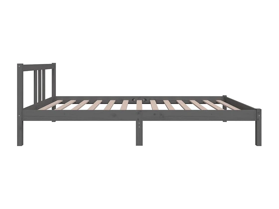 Lit simple | Lit adulte, enfant | Cadre de lit gris bois massif 100x200 cm