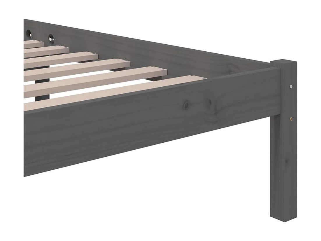 Lit simple | Lit adulte, enfant | Cadre de lit gris bois massif 100x200 cm