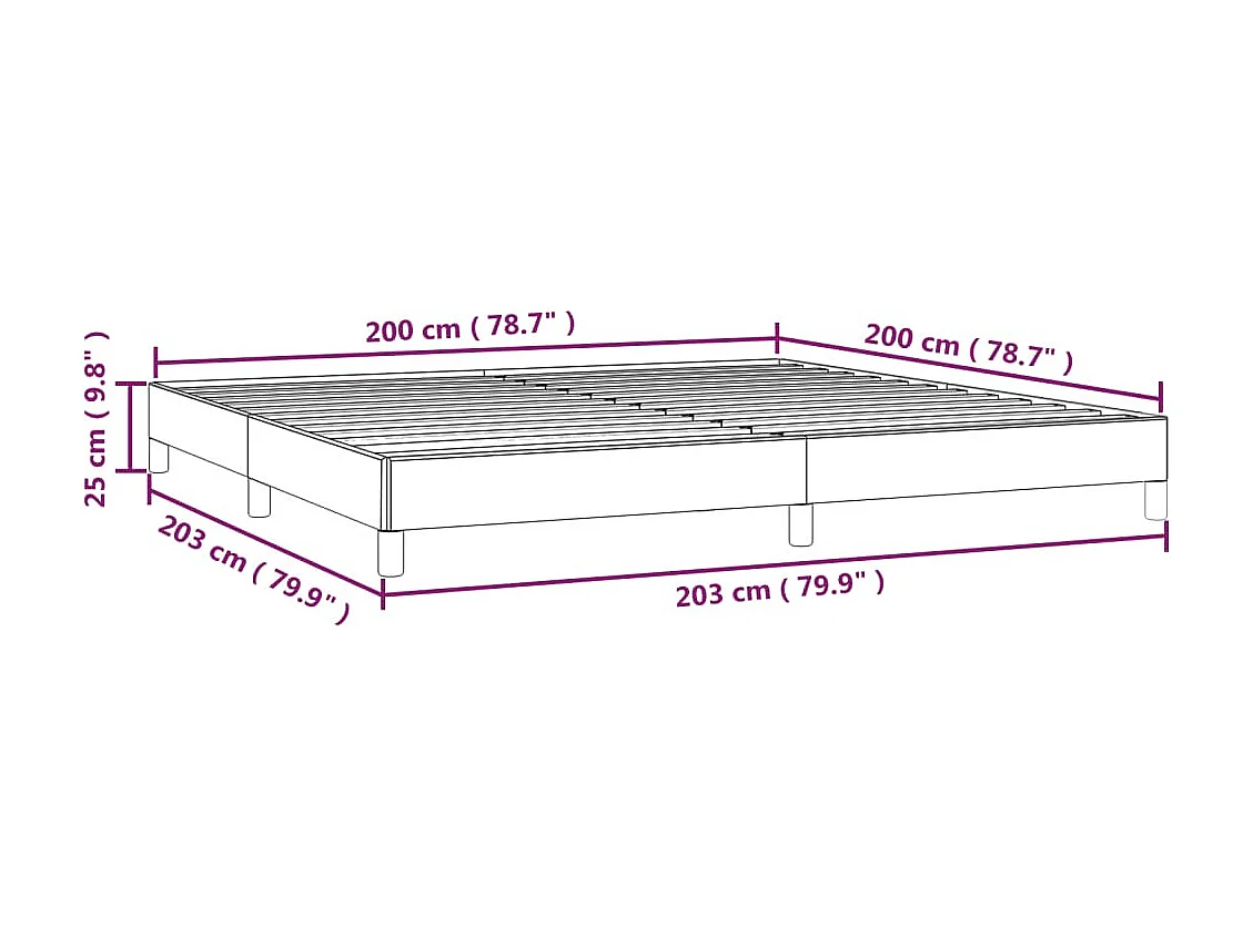 Lit double | Lit adulte | Cadre de lit gris foncé 200x200 cm tissu