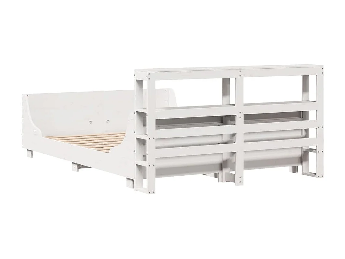 Lit double | Lit adulte | Cadre de lit blanc 140x190 cm bois de pin massif