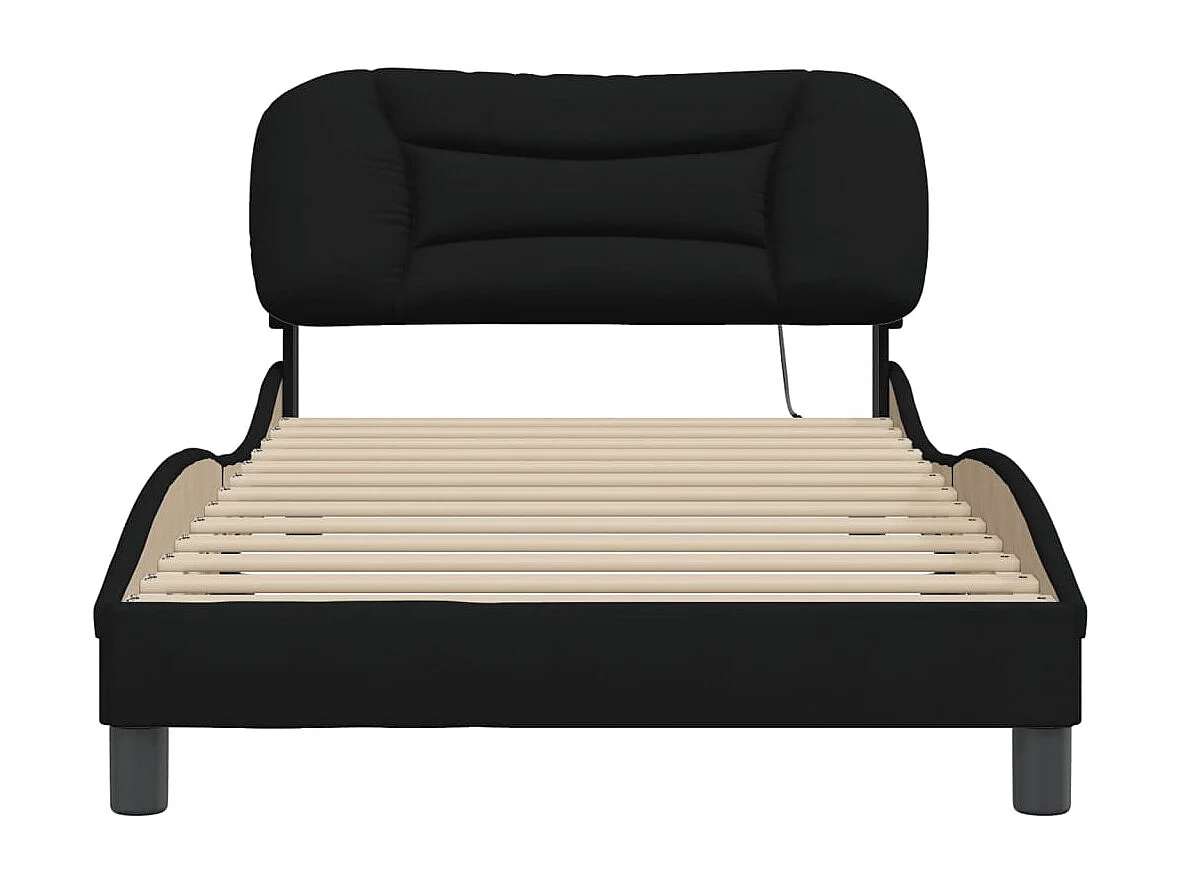 Lit simple | Lit adulte, enfant | Cadre de lit noir 100x200 cm tissu