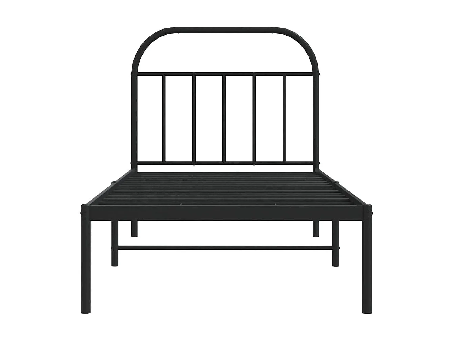 Lit simple | Lit adulte, enfant | Cadre de lit métal avec tête de lit noir 90x200 cm
