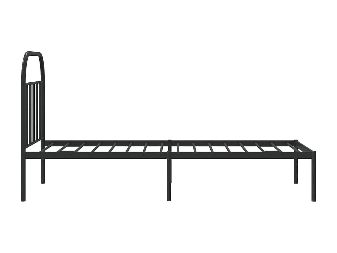 Lit simple | Lit adulte, enfant | Cadre de lit métal avec tête de lit noir 90x200 cm