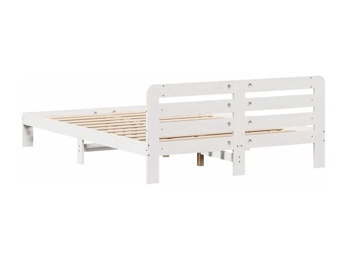 Lit double | Lit adulte | Cadre de lit blanc 140x200 cm bois de pin massif