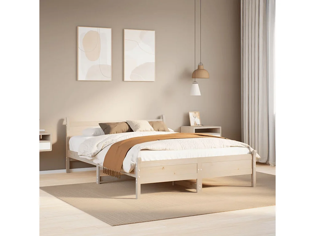 Lit double | Lit adulte | Cadre de lit 160x200 cm bois massif de pin