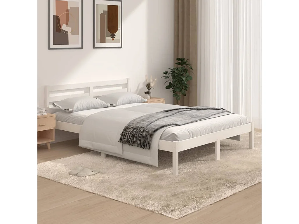 Lit double | Lit adulte | Cadre de lit 135x190 cm blanc