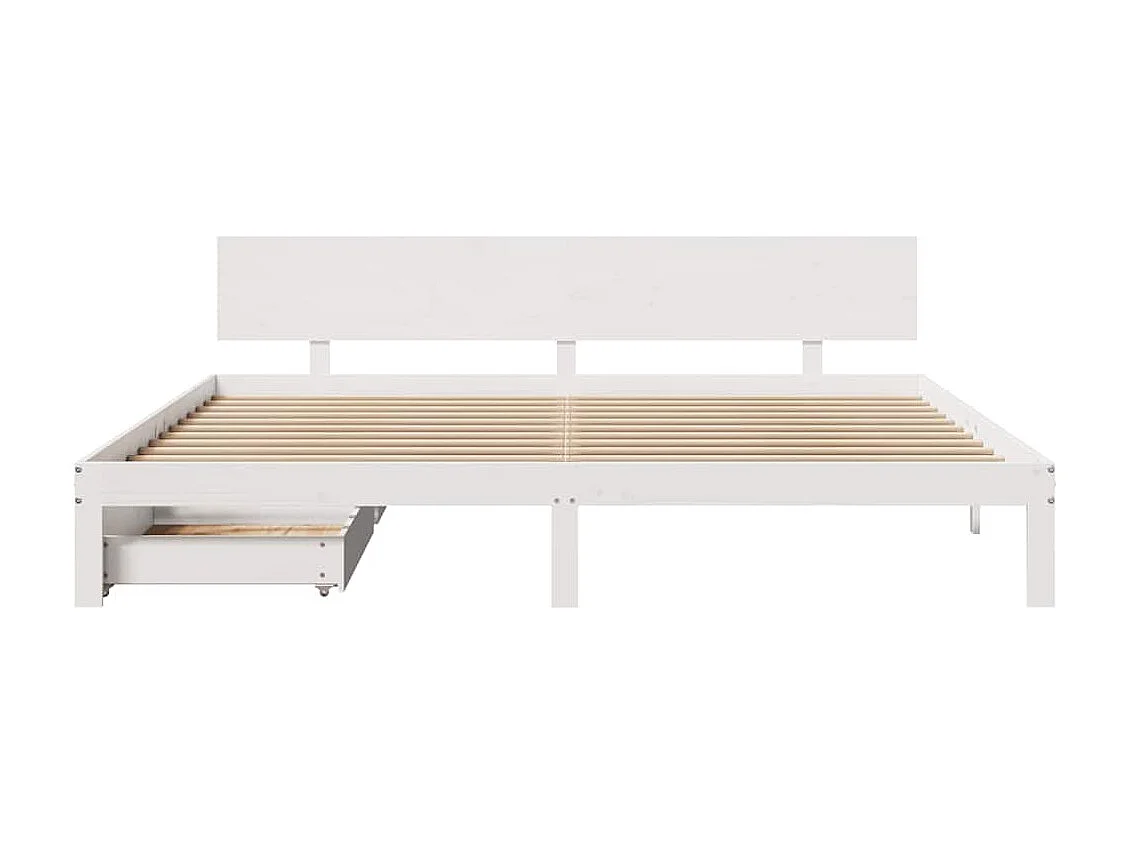 Letto per adulti | Letto matrimoniale | Giroletto con Cassetti Bianco 180x200 cm Legno Massello di Pino