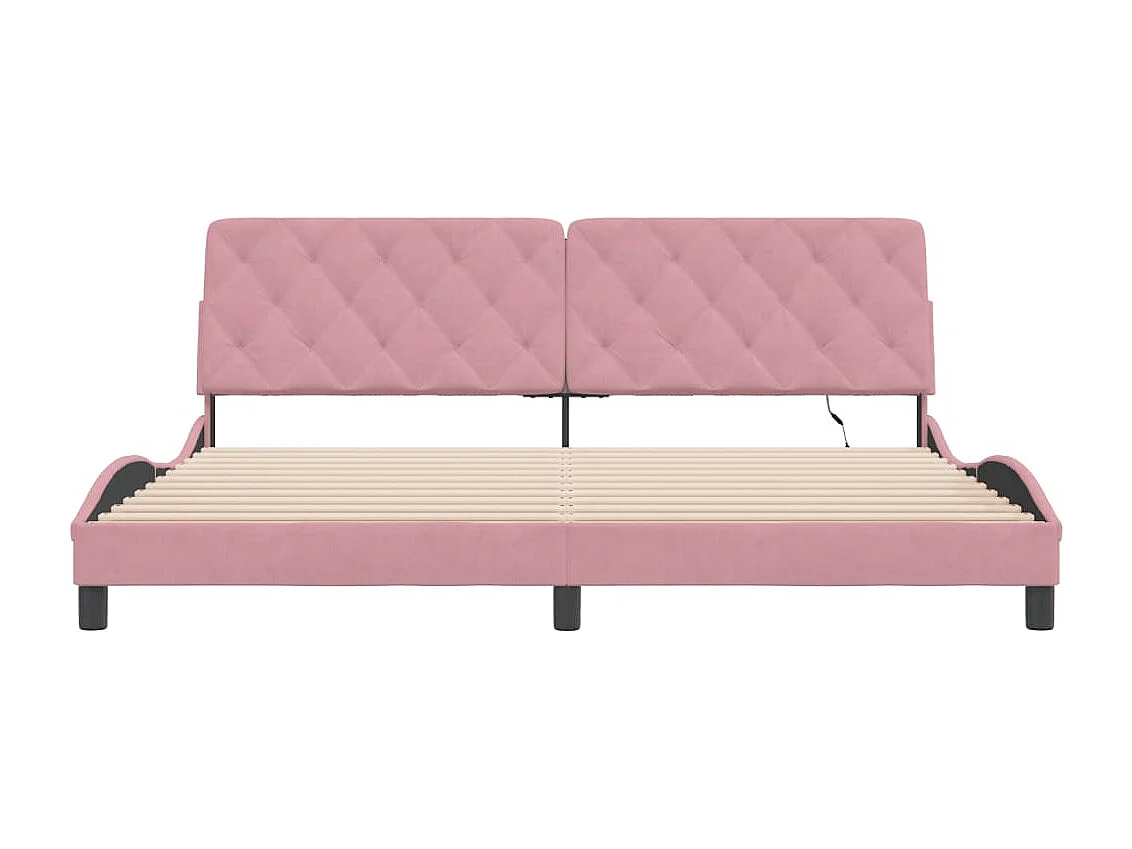 Lit double | Lit adulte | Cadre de lit avec lumières LED rose 200x200 cm velours