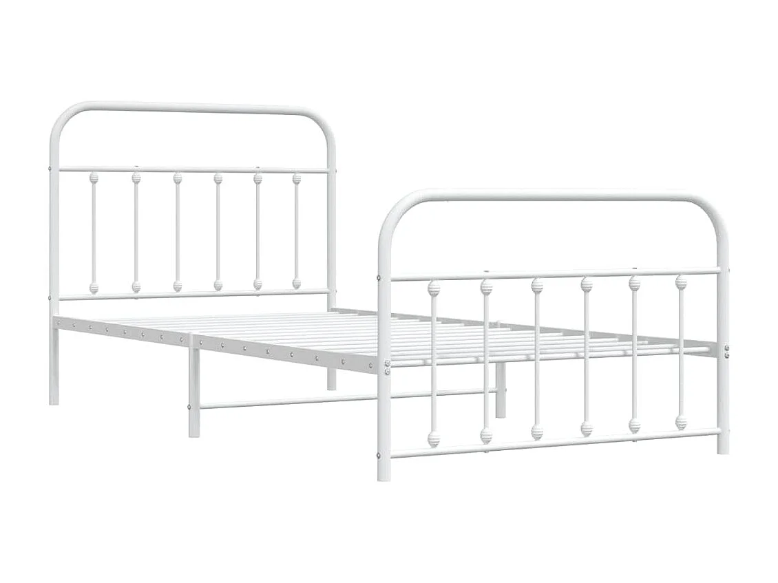 Lit simple | Lit adulte, enfant | Cadre de lit métal et pied de lit blanc 107x203 cm