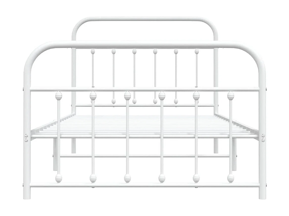 Lit simple | Lit adulte, enfant | Cadre de lit métal et pied de lit blanc 107x203 cm