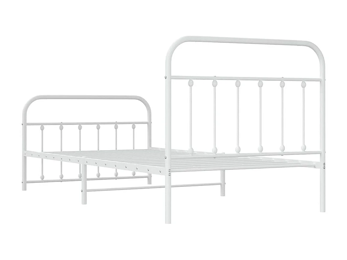 Lit simple | Lit adulte, enfant | Cadre de lit métal et pied de lit blanc 107x203 cm