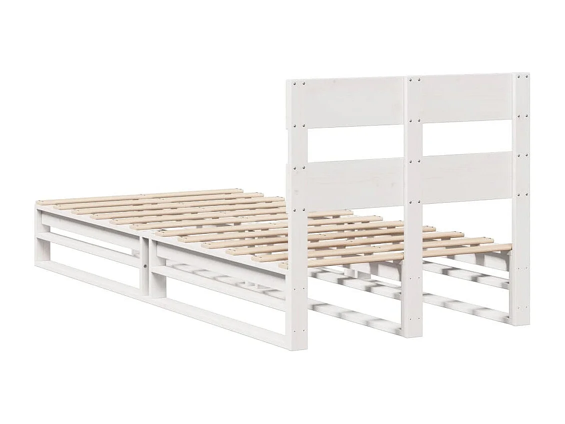 Lit simple | Lit adulte, enfant | Cadre de lit blanc 75x190 cm bois de pin massif