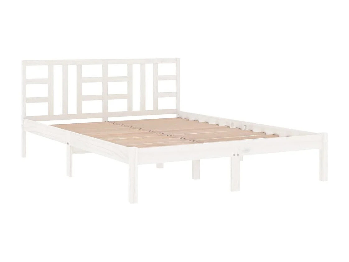 Lit double | Lit adulte | Cadre de lit blanc 150x200 cm bois massif