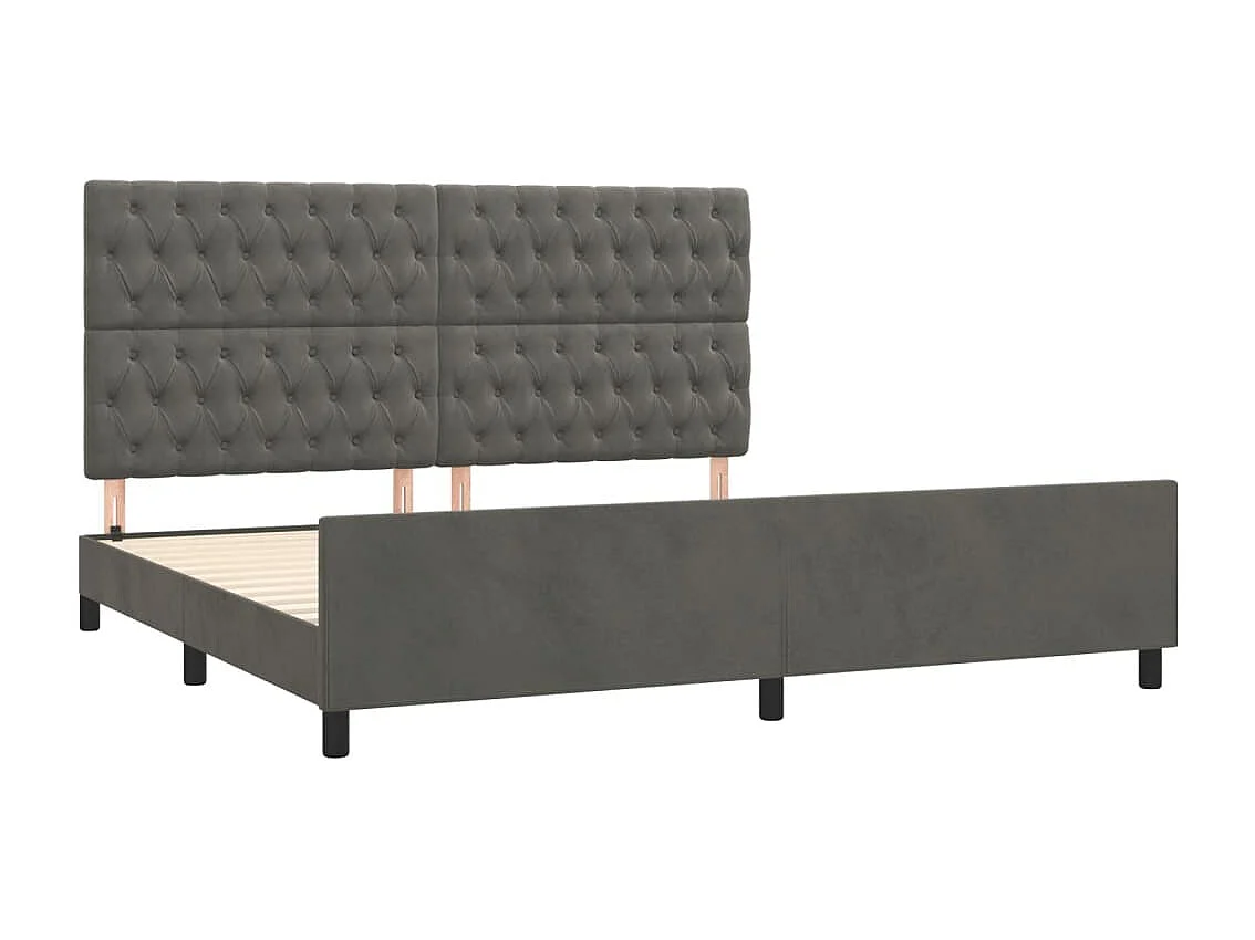 Lit double | Lit adulte | Cadre de lit gris foncé 200x200 cm velours