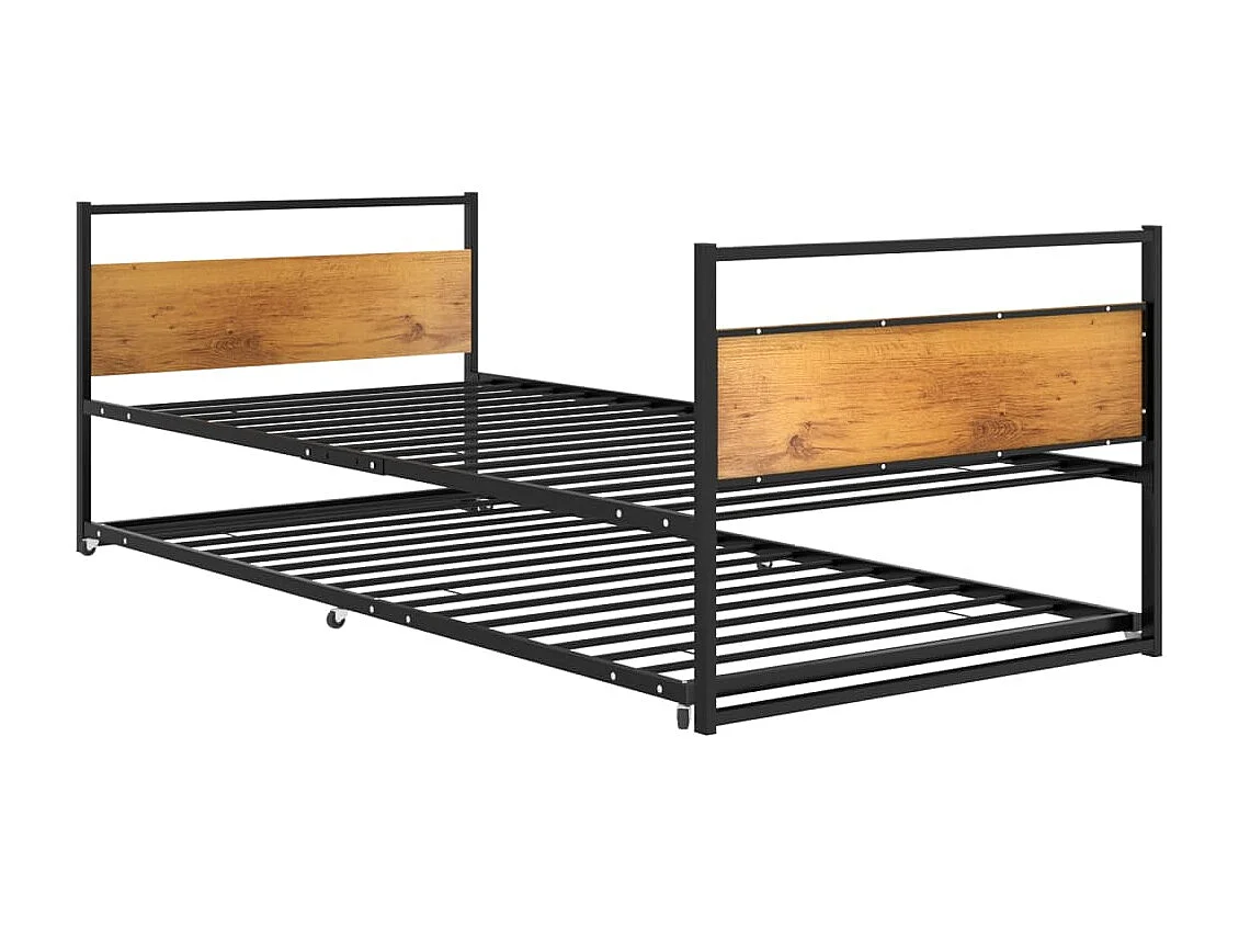 Lit simple | Lit adulte, enfant | Cadre de lit extensible Noir Métal 90x200 cm