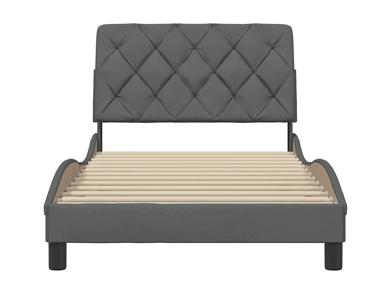 Lit simple | Lit adulte, enfant | Cadre de lit gris foncé 100x200 cm tissu