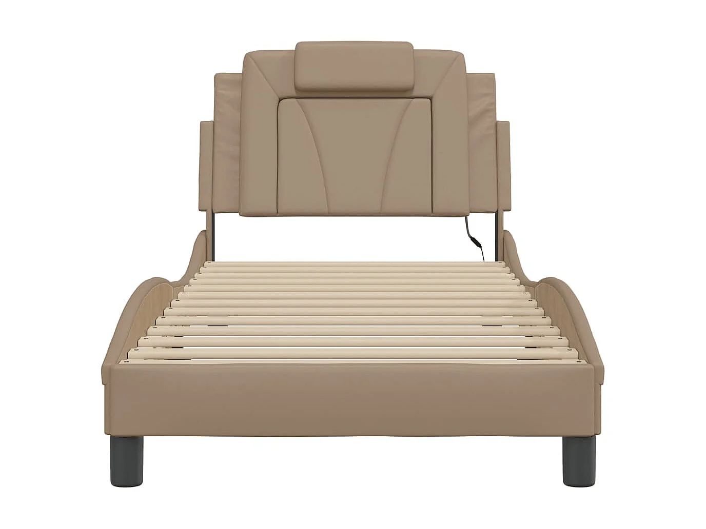 Lit simple | Lit adulte, enfant | Cadre de lit avec lumières LED cappuccino 90x190 cm similicuir